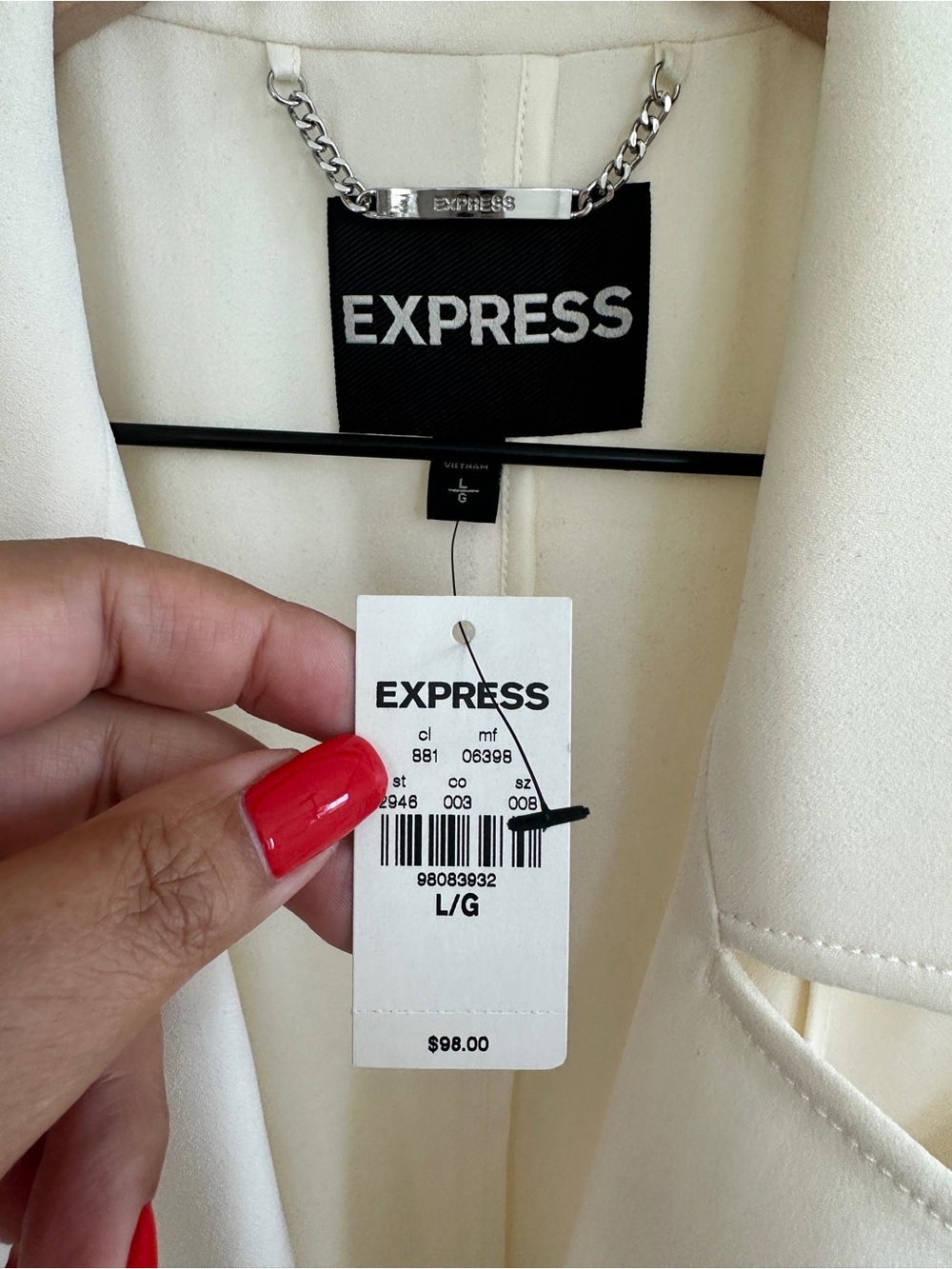 NWT Express Ivory Sleeveless Trench Vest Duster Belted Large - Picture 5 of 6